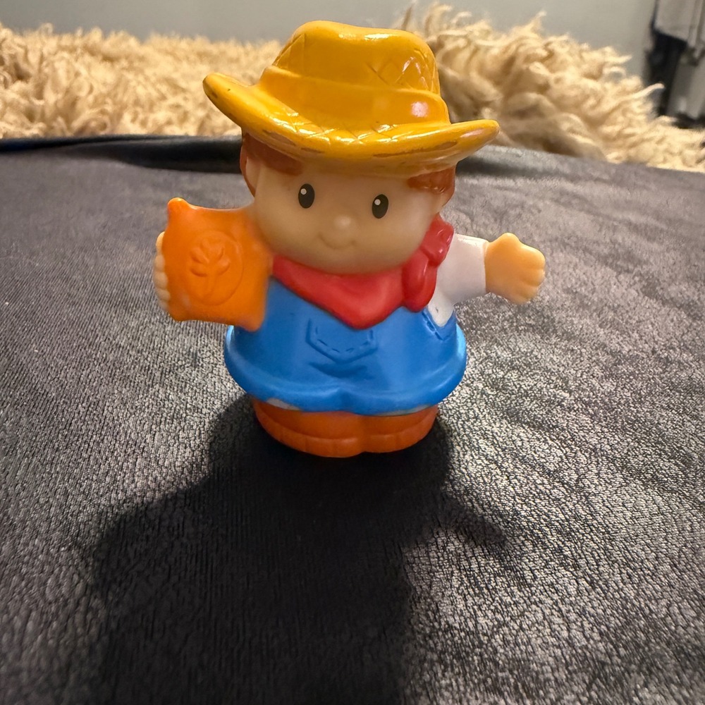 Fisher‎ Price Little People Farmer Jed Kids OS Good 2005 Mattel Figure Hat Bag